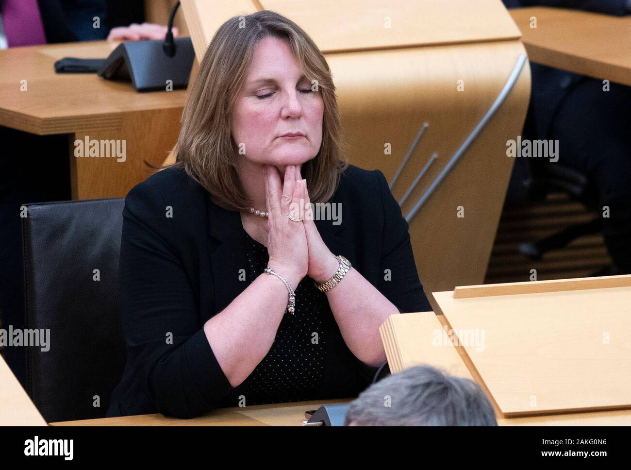 Michelle Ballantyne conservateur écossais au cours de premier ministre à des questions le parlement écossais à Édimbourg. Banque D'Images