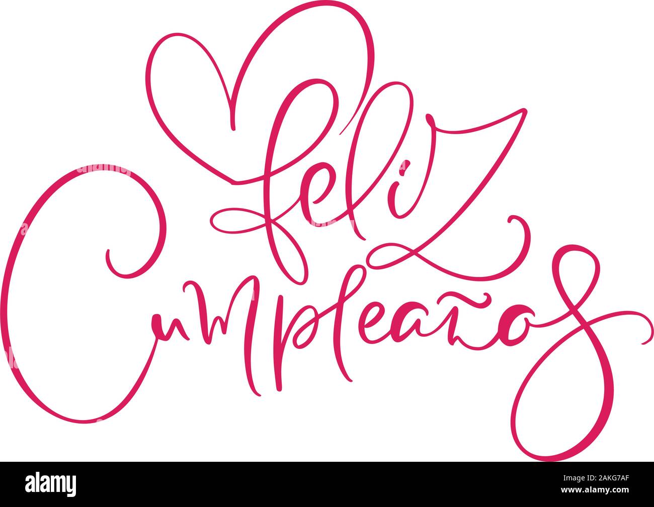 Feliz Cumpleanos, traduit Joyeux Anniversaire en espagnol. Design élégant lettrage dessiné à la main, vector illustration. Script calligraphie isolé sur fond blanc Illustration de Vecteur