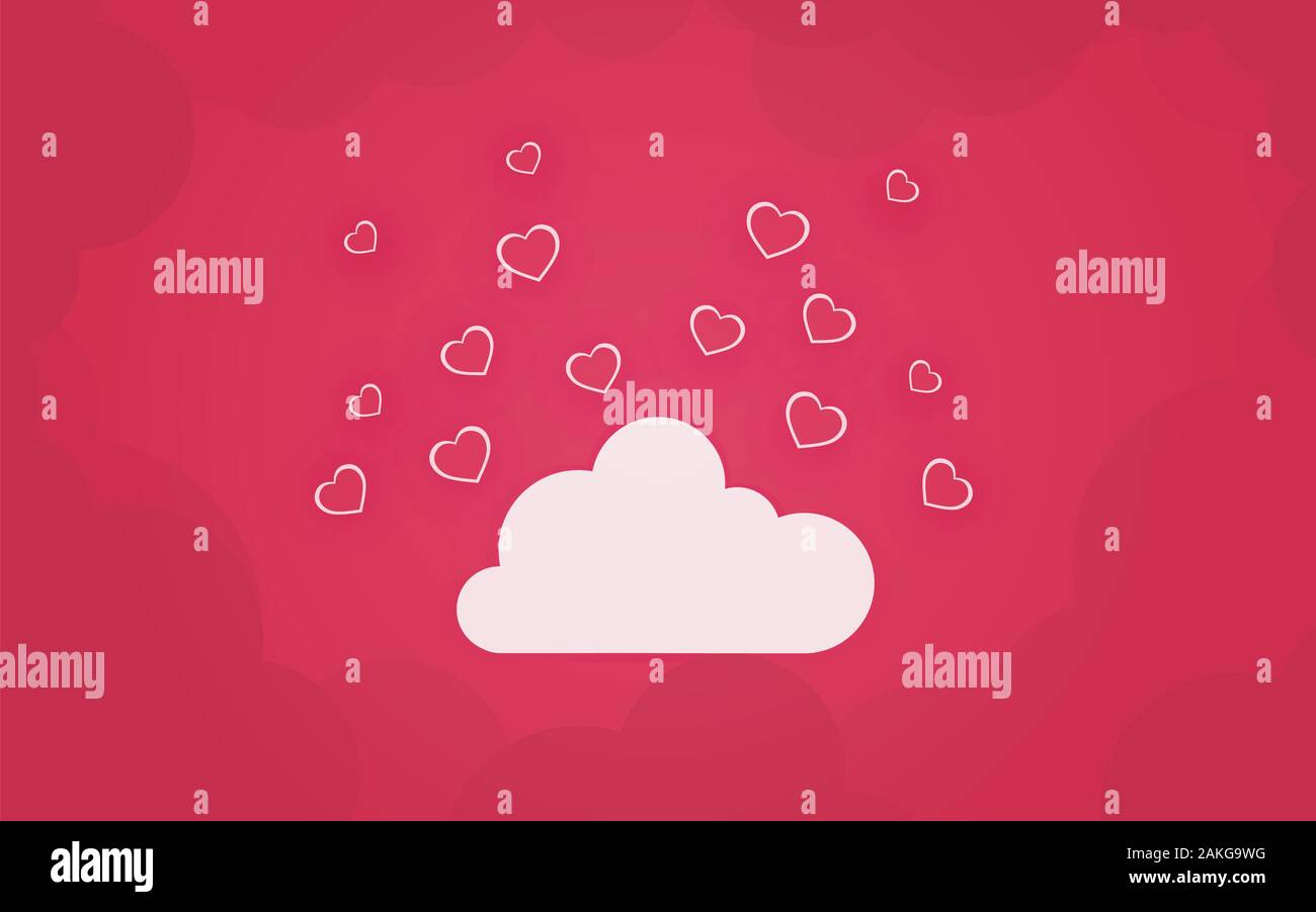 bonne idée de nuage de jour de valentin et d'icône de coeur. Banque D'Images