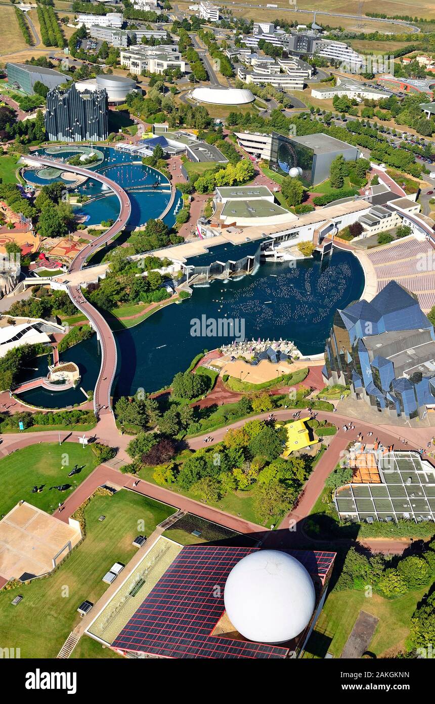 France, Vienne, Poitiers, Futuroscope par l'architecte Denis Laming (vue aérienne) Banque D'Images