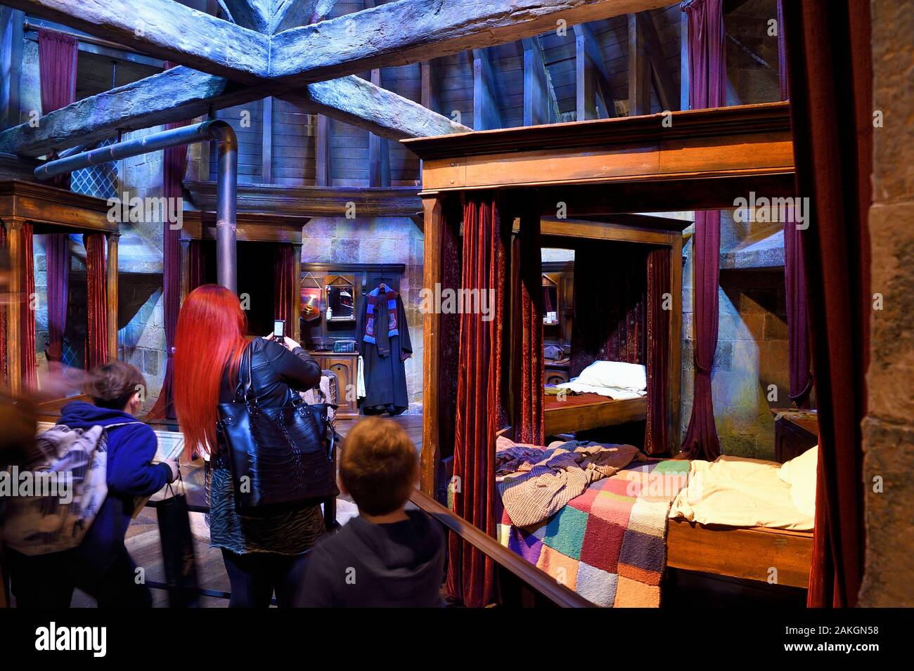 Royaume-uni, Hertfordshire, Leavesden studios de Leavesden, film, Harry Potter Studio Tour London, la scène des huit films de Harry Potter' making of, dortoir des garçons à l'École de Hogwarts Banque D'Images