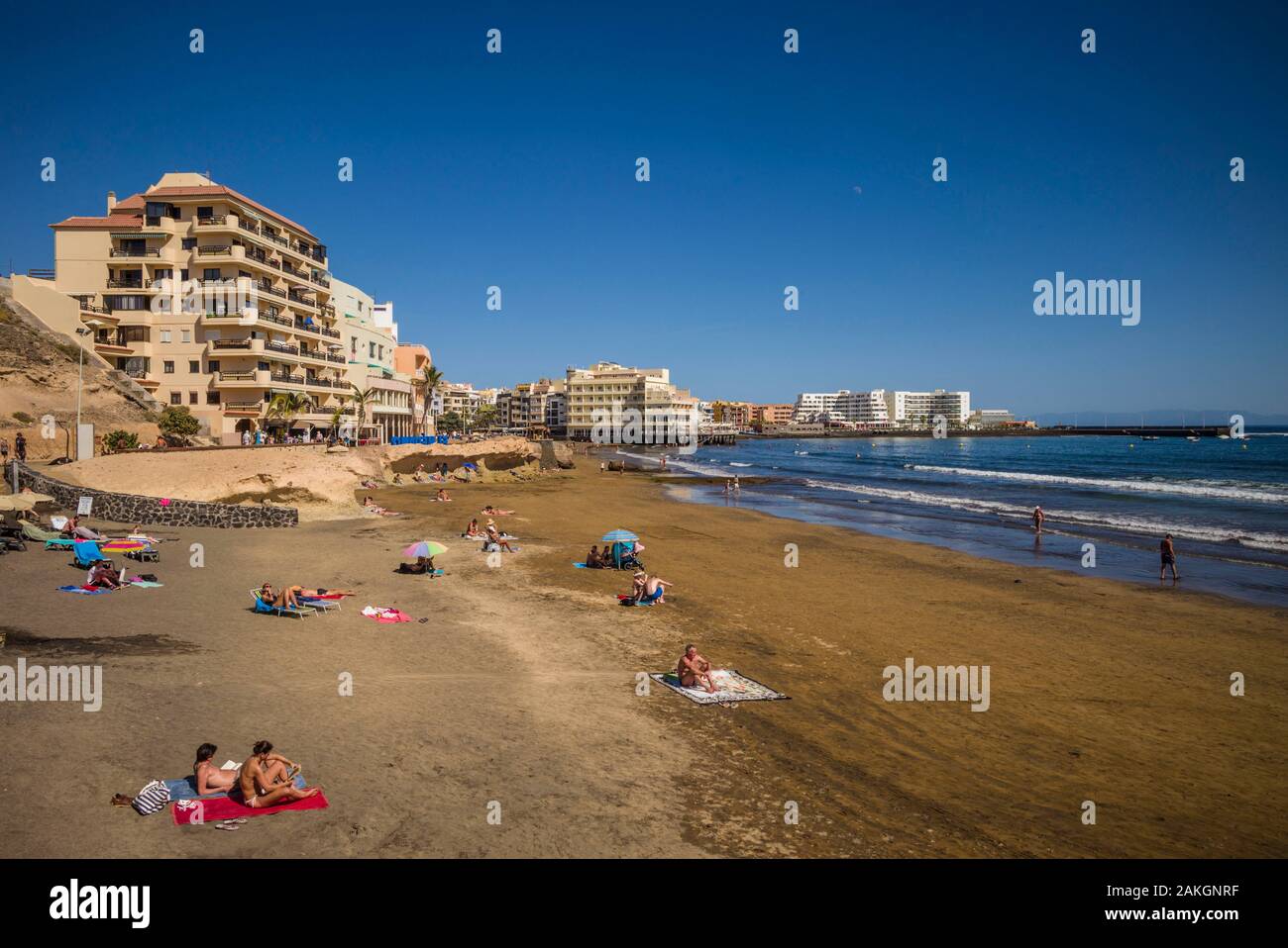 L'Espagne, Iles Canaries, Tenerife Island, plage de la ville, El Medano Banque D'Images