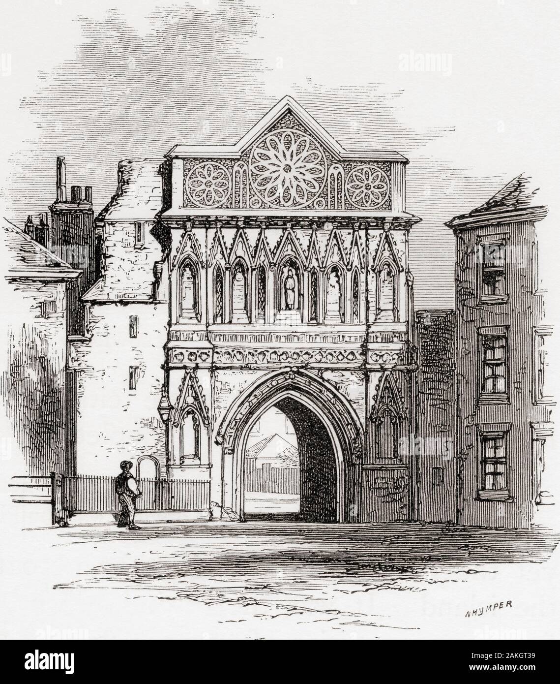 La porte d'Ethelbert, Norwich, Norfolk, Angleterre, vu ici au 19e siècle. Photos de l'anglais, publié en 1890. Banque D'Images