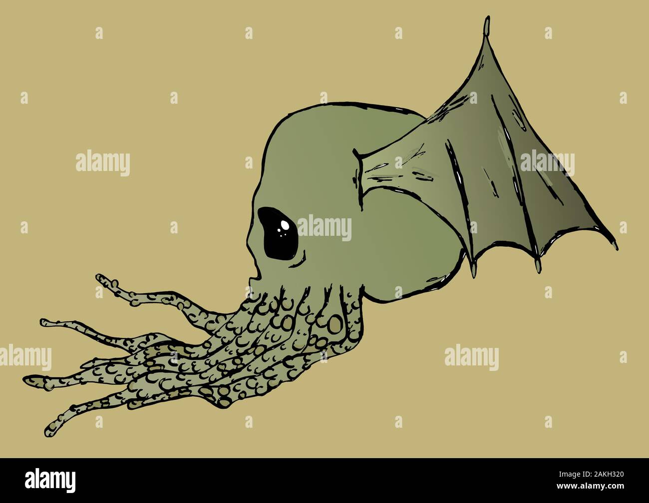 Cthulhu crâne avec ailes Banque D'Images