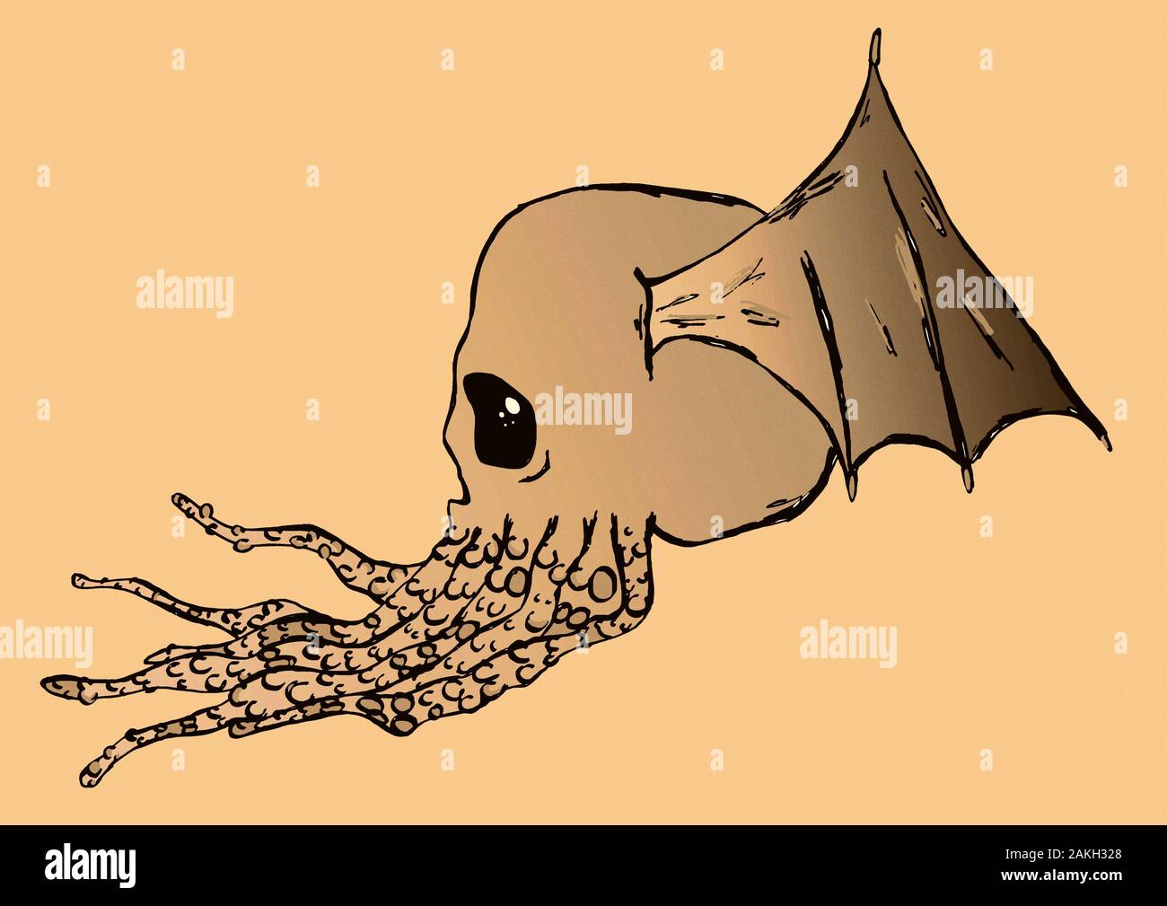 Vintage crâne avec ailes de chauve-souris Banque D'Images