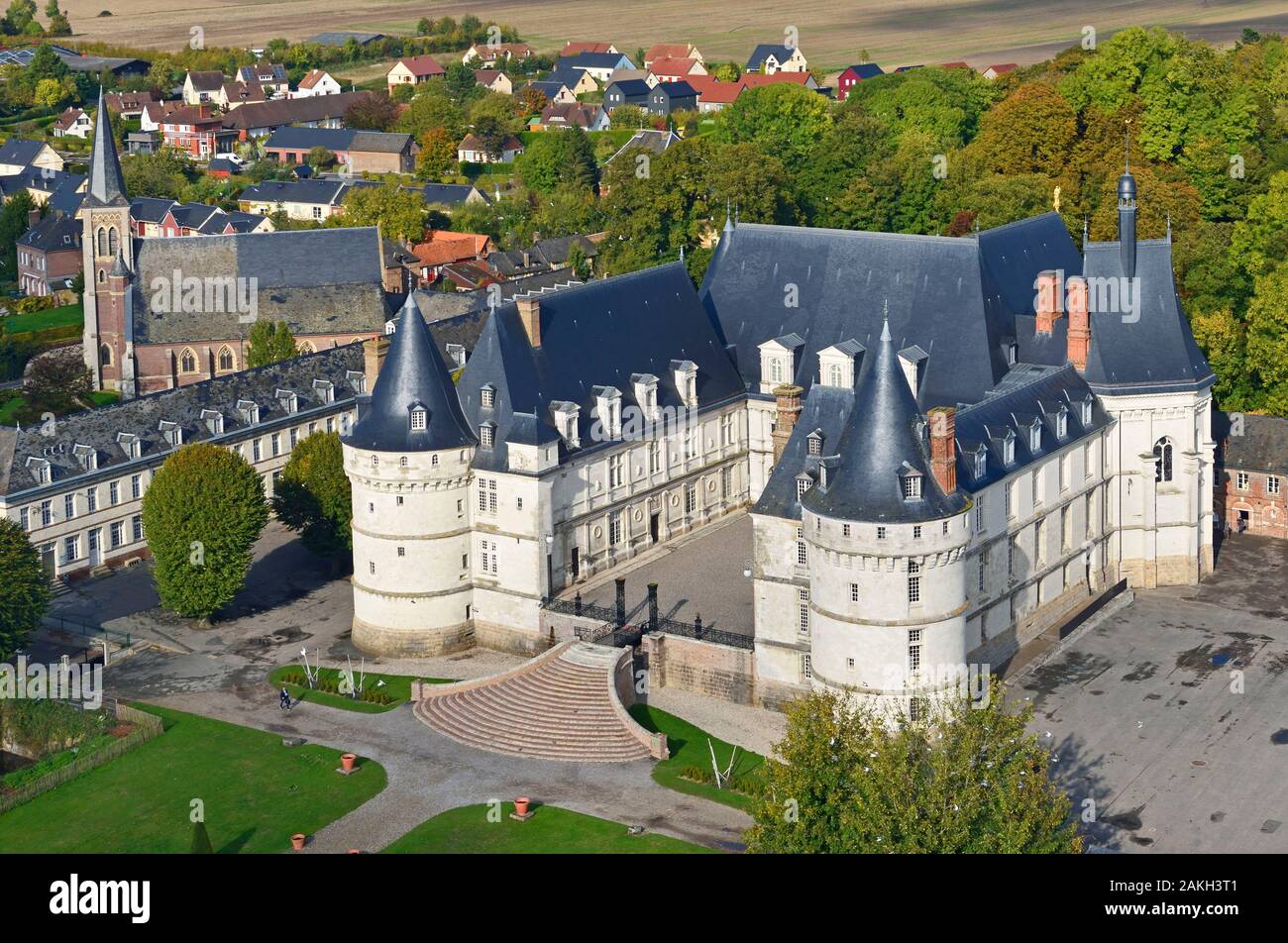 En France, en Seine-Martime, Mesnières-en-Bray, le Château (vue aérienne) Banque D'Images