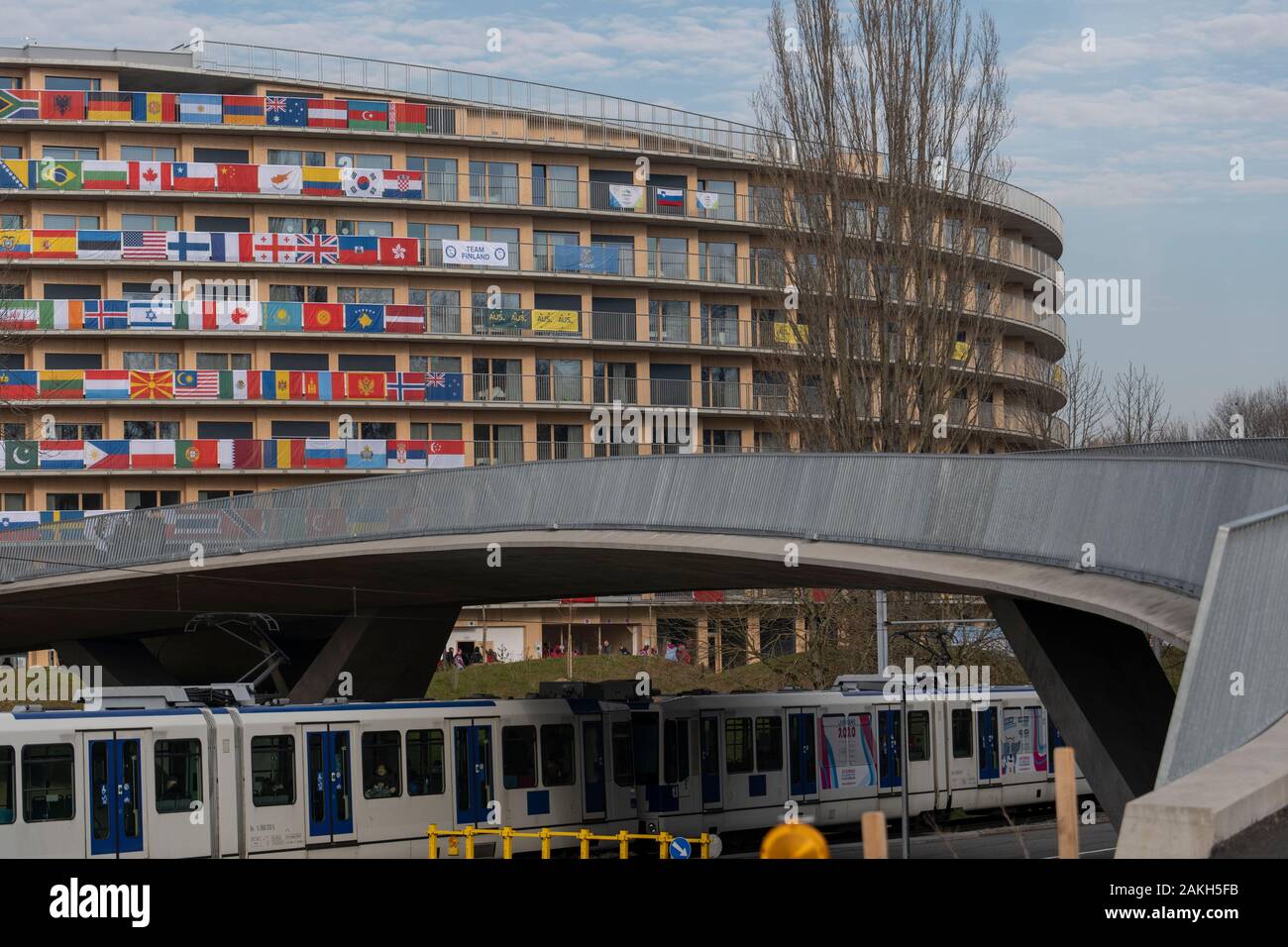 Lausanne 2020 L'athlète des Jeux Olympiques de la jeunesse village appelé Vortex le 8 janvier 2020 à Lausanne en Suisse. Banque D'Images