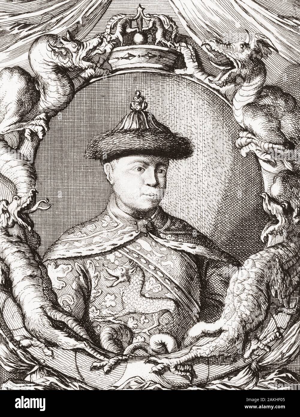 L'Empereur Kangxi, 1654 - 1722, né Aisin Gioro Xuanye, quatrième Empereur de la dynastie Qing. Banque D'Images