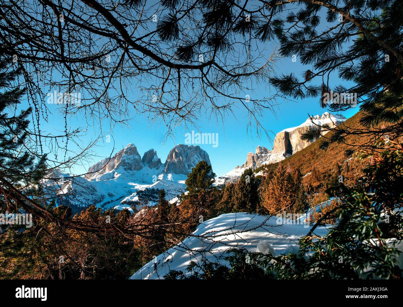 Dans les dolomites magnifique près de wintersnow Canazei Banque D'Images