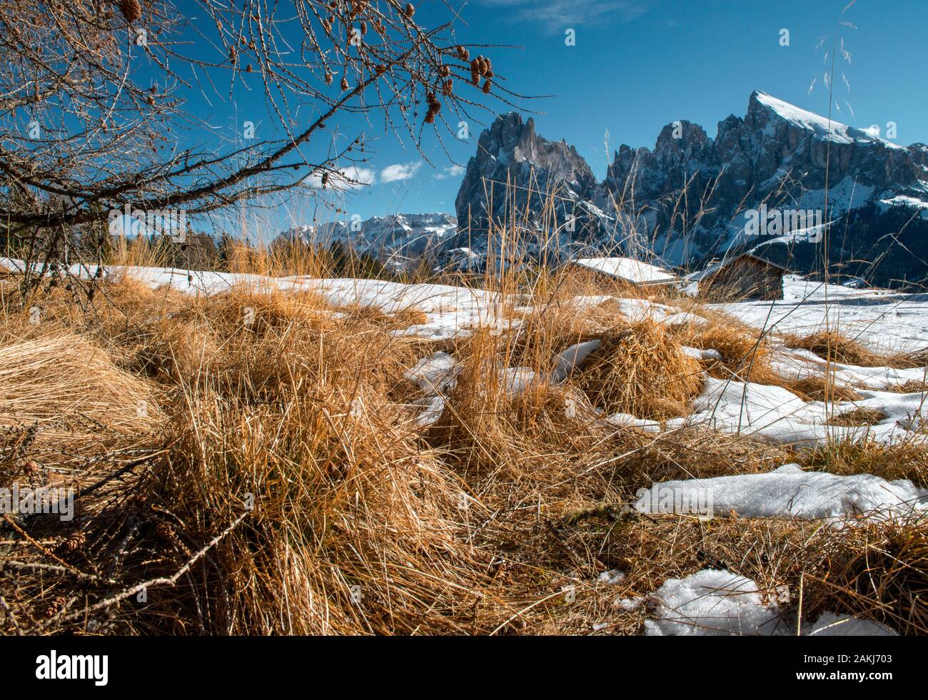 Belle dolomites en wintersnow frais Banque D'Images