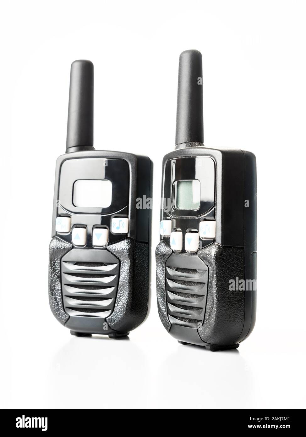 Paire de talkie-walkie noir sur fond blanc des unités Banque D'Images