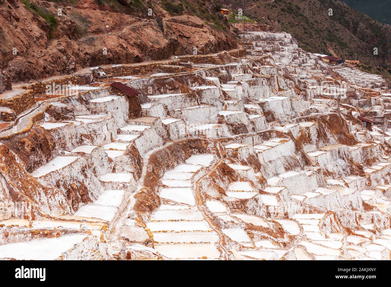 Terrasses avec bassins de sel à Maras, Pérou, Amérique Latine Banque D'Images