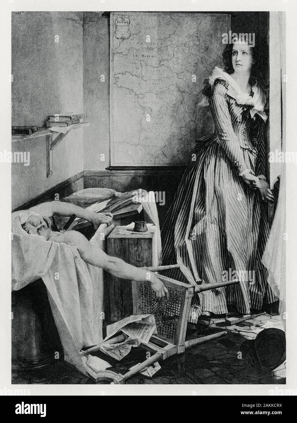 Après Charlotte Corday Marat poignardé à mort, Révolution Française, 1793. Une illustration de la photogravure par Baudry Banque D'Images Après Charlotte Corday Marat poignardé à mort, Révolution Française, 1793. Une illustration de la photogravure par Baudry Banque D'Images