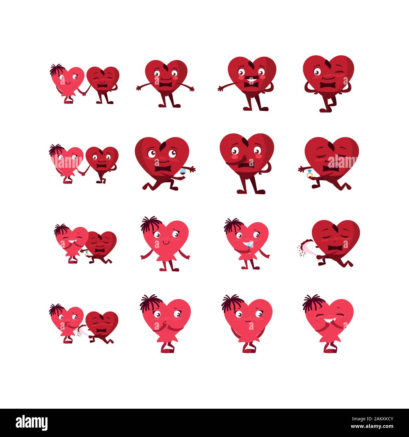 Set Design Dessin Anime Coeurs D Amour Passion Saint Valentin Romantique Et Decoration De Mariage Mariage Theme Vector Illustration Image Vectorielle Stock Alamy