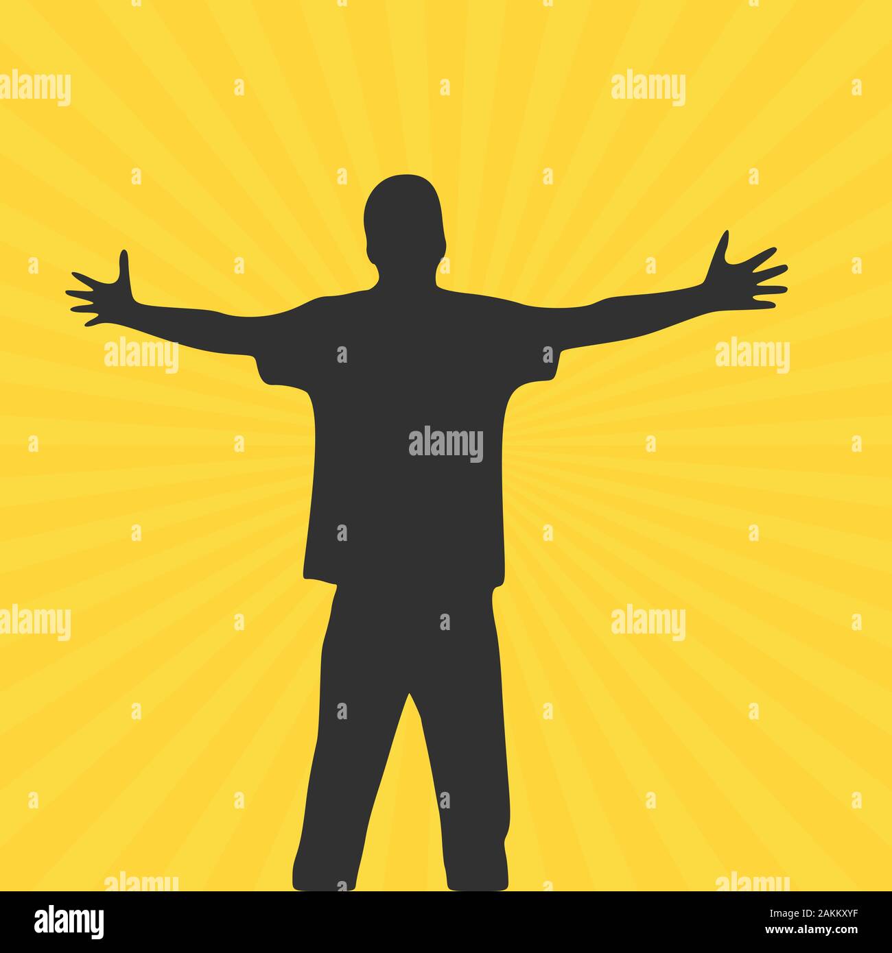 Les hommes avec une main de silhouette étendue palm. Stock Vector illustration isolé sur fond jaune. Illustration de Vecteur