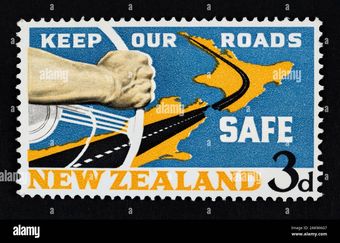 Gardez Nos Routes En Sécurité - Stamp Postage En Nouvelle-Zélande Banque D'Images