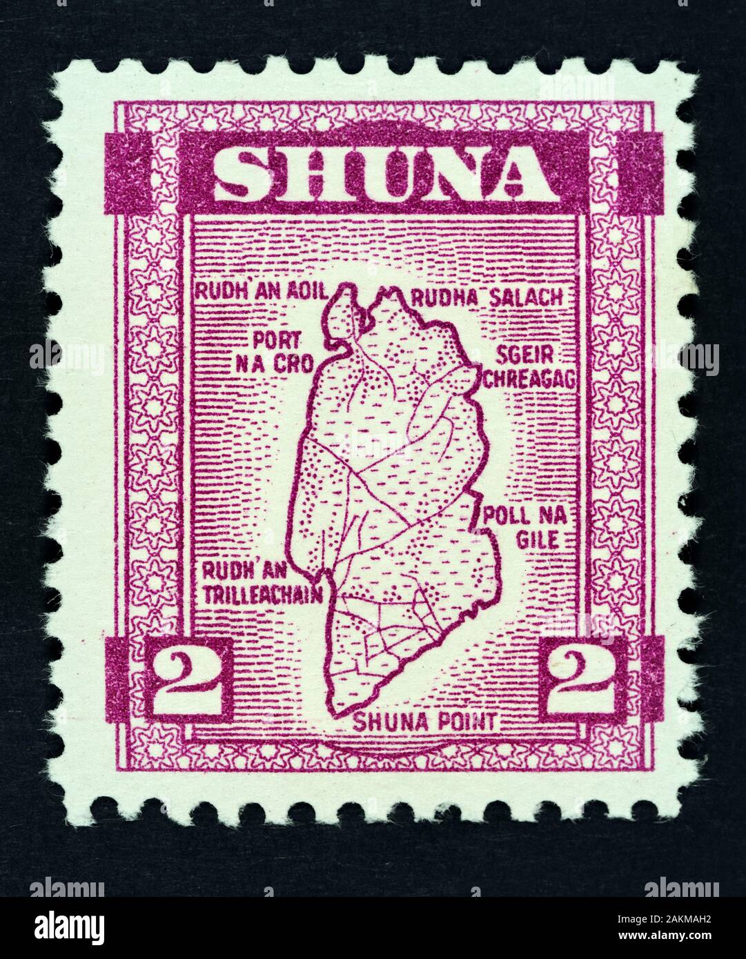 Cendrillon Stamp de l'île de Shuna, Ecosse, Royaume-Uni - Shuna a été la première île écossaise à créer ses propres timbres locaux. Banque D'Images