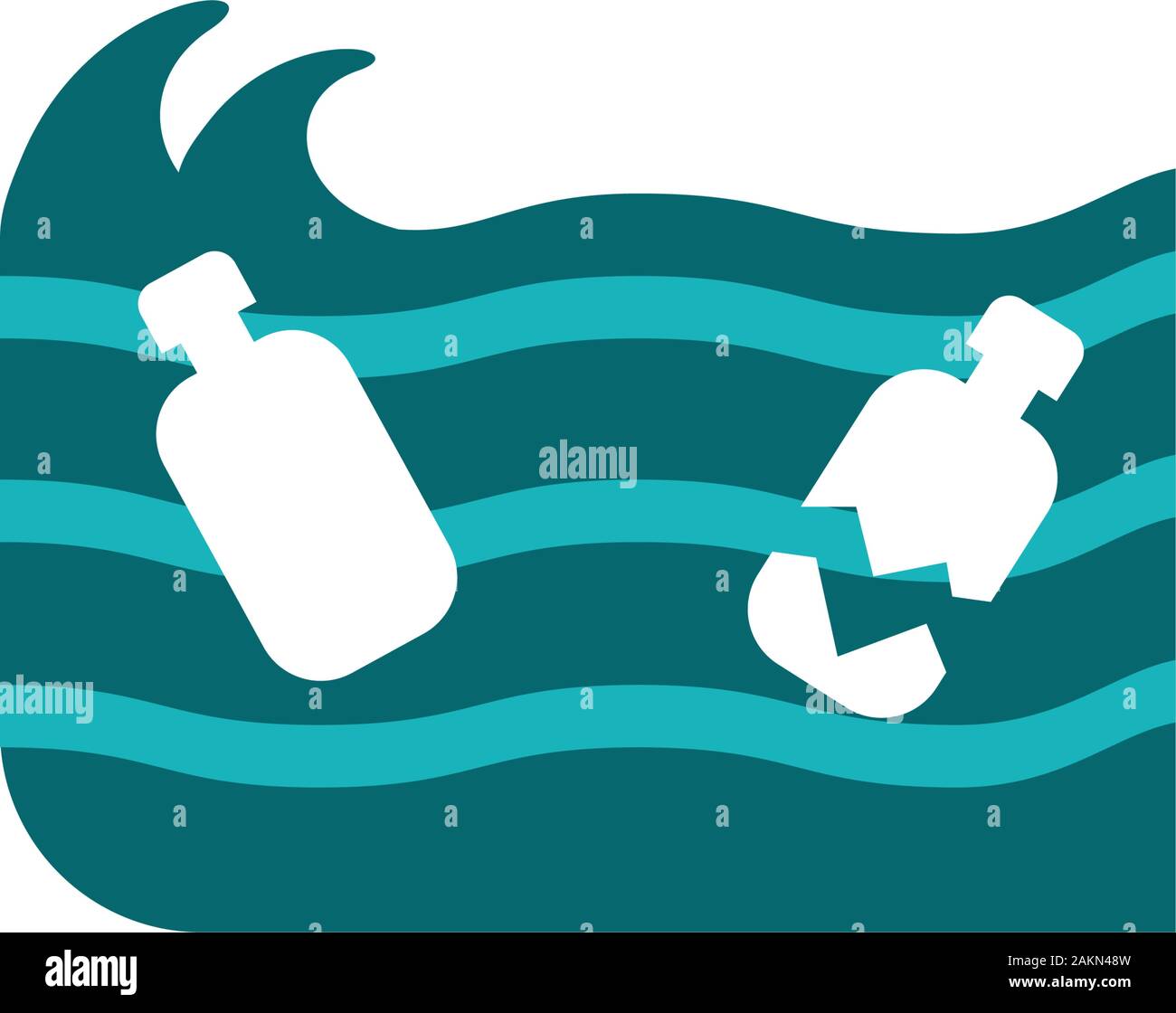 Les plastiques dans la mer design, le changement climatique global warning environnement nature vert de la pollution et d'extrême danger thème Vector illustration Illustration de Vecteur