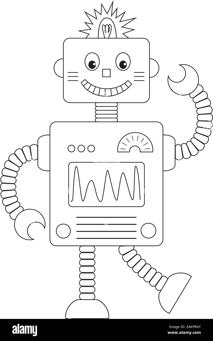 Livre De Coloriage Robot Dessin Anime Image Vectorielle Stock Alamy