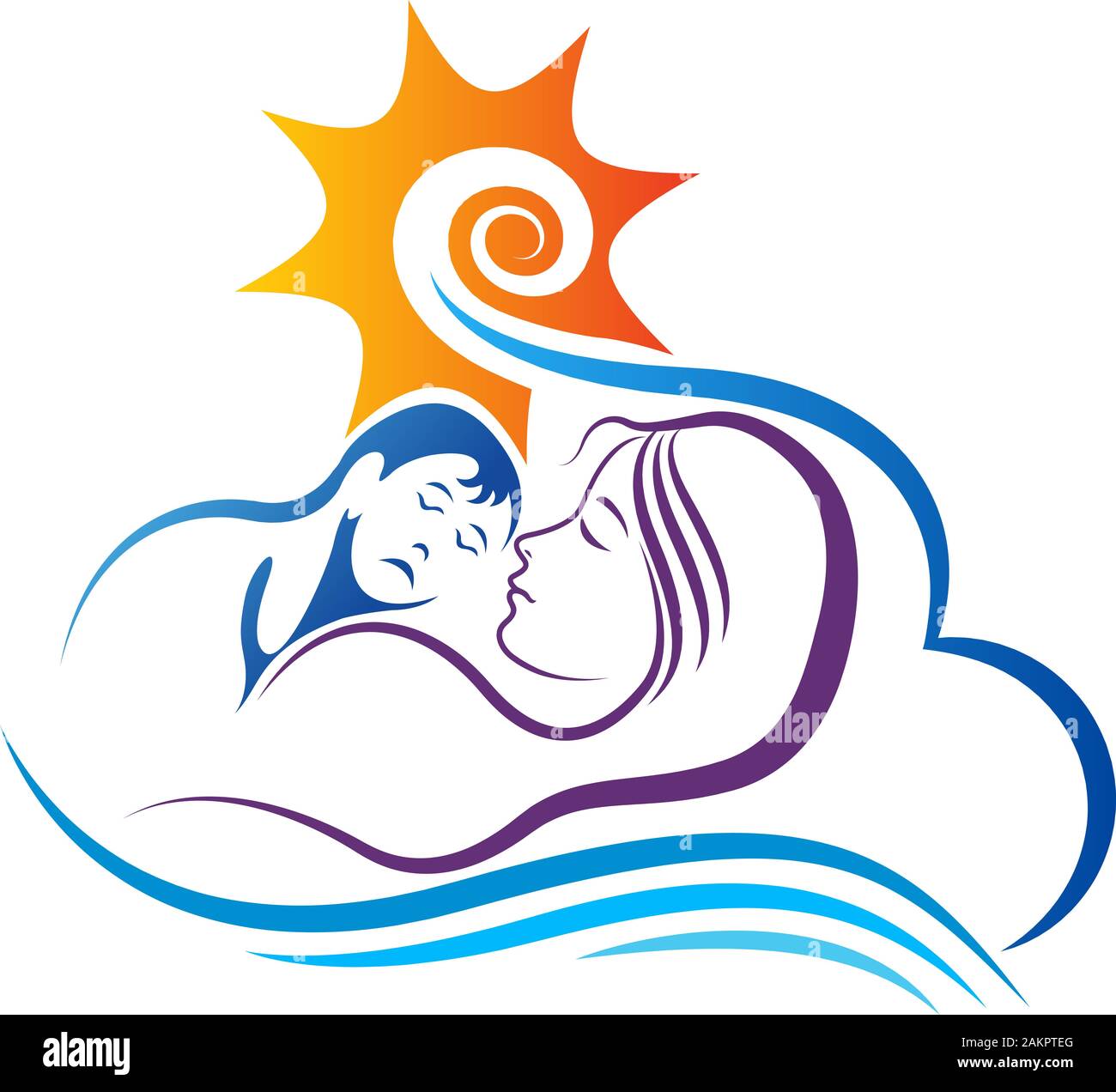 logo de sommeil pour bébé et mère Banque D'Images