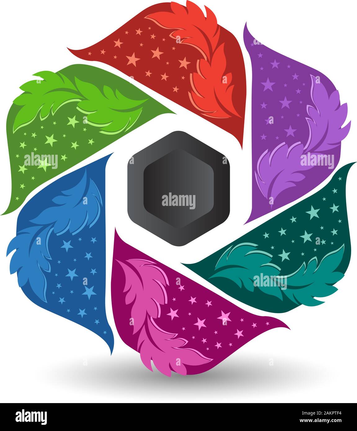 logo flower polygon Banque D'Images