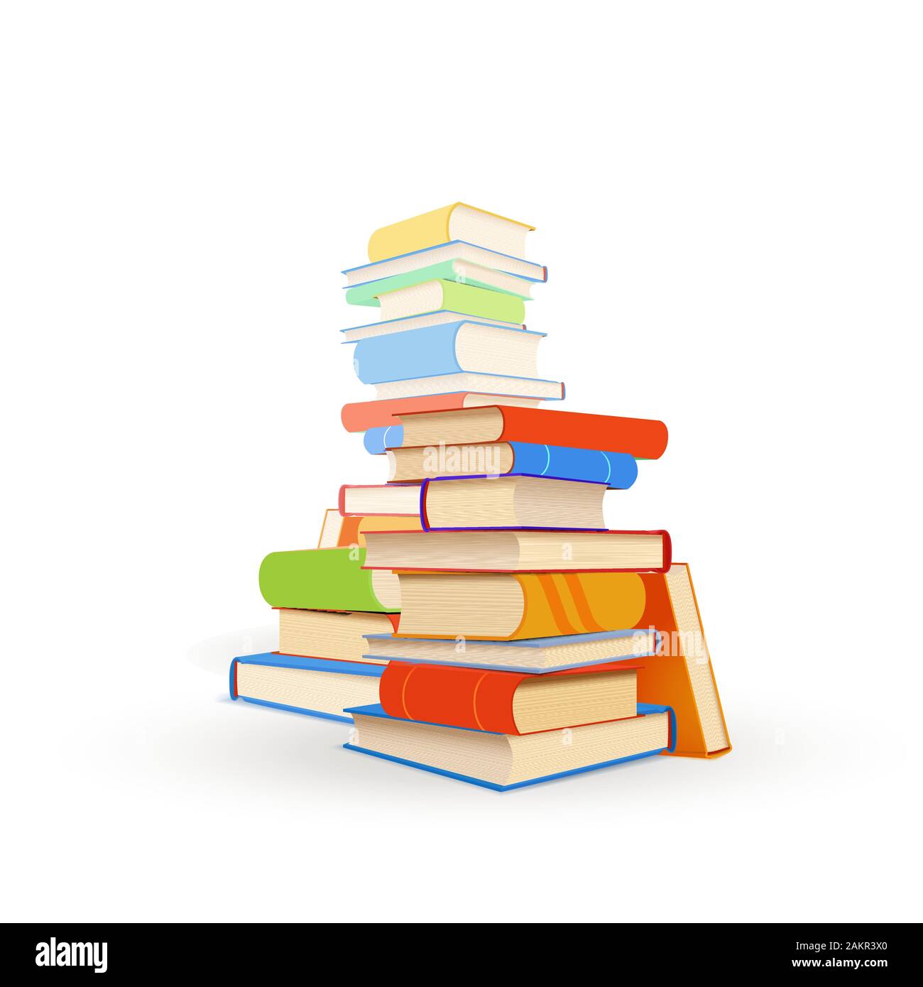 Plusieurs piles de manuels différents on white Illustration de Vecteur