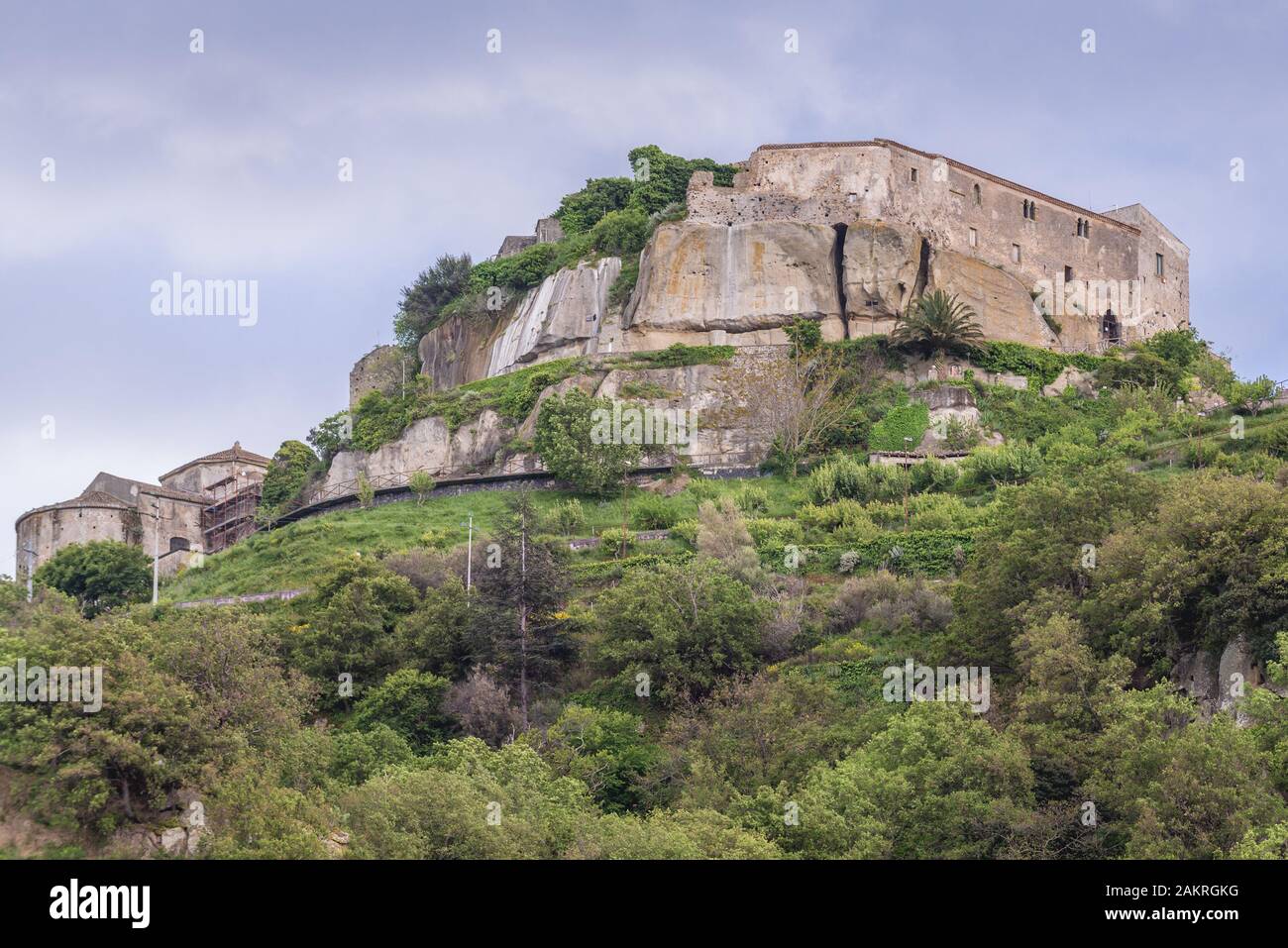 Vestiges de château à Castiglione di Sicilia dans l'agglomération de la ville de Catane en Sicile, Italie du sud Banque D'Images