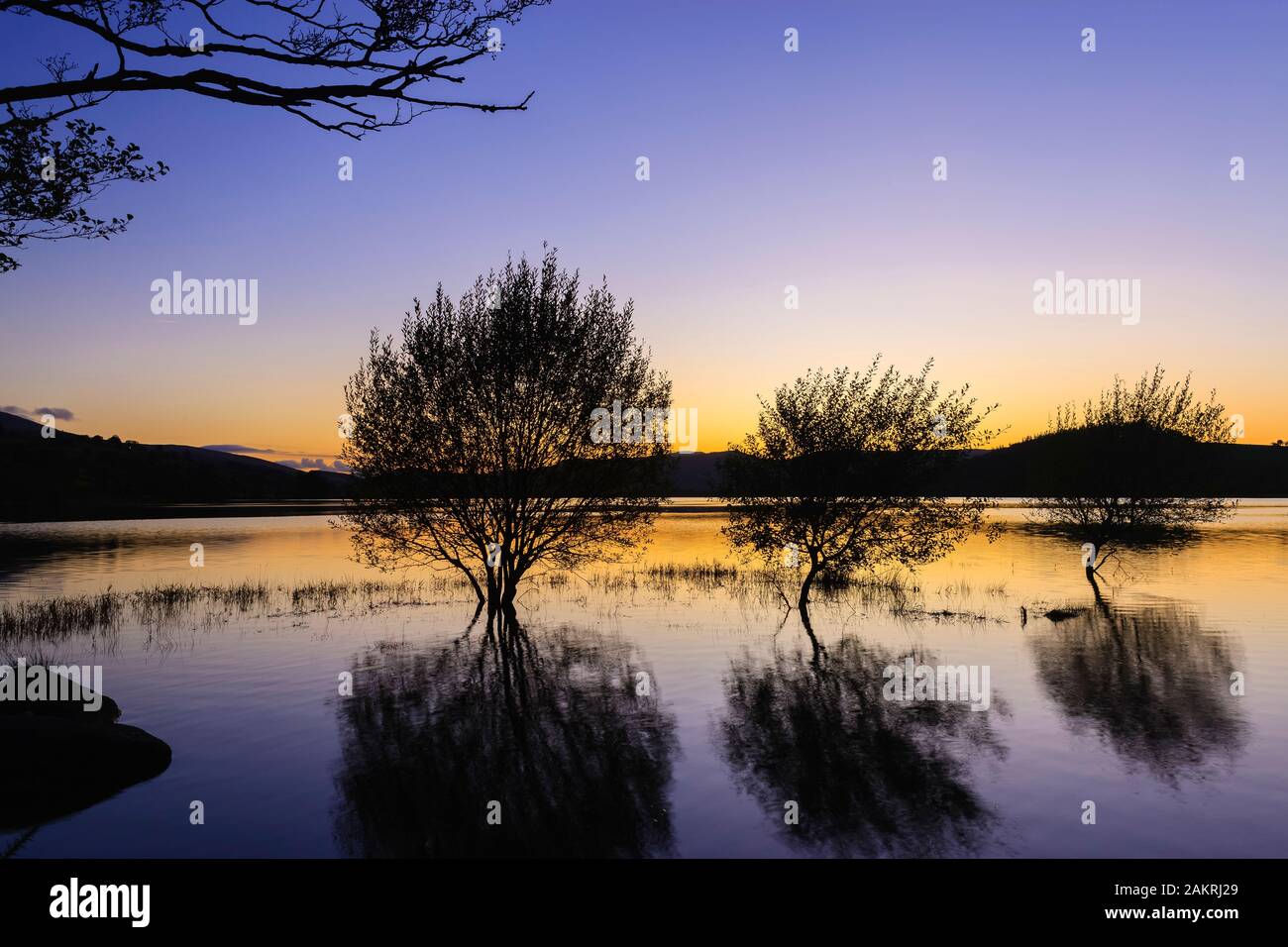 Coucher De Soleil Sur Llyn Tegid Bala Lake Snowdonia Parc National Gwynedd Pays De Galles Banque D'Images