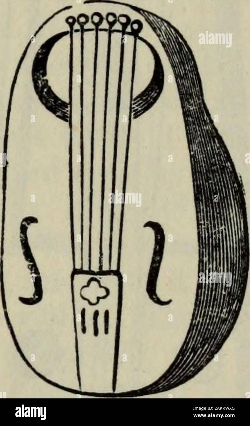 Lutherie, comme c'était et c'est : d'être un historique, théorique et pratique traité sur la science et l'art de lutherie, pour l'utilisation des luthiers et des joueurs, amateur et professionnel . Fig. 36.-WorcesterCathedral de Crwth. 13e siècle (cen-.) Fig. 36. du 13e siècle Crwthfrom La Cathédrale d'Amiens. (DeCoussemaker.) Parmi ses autres instruments nationaux. La supposition qu'elle examinait la partie nord-ouest du continent qui, par l'application de l'arc, d'abord transformé la rotta dans la chrotta,reçoit la confirmation des paroles de l'un Venantius Fortu- 1 Il n'y a pas de doub Banque D'Images