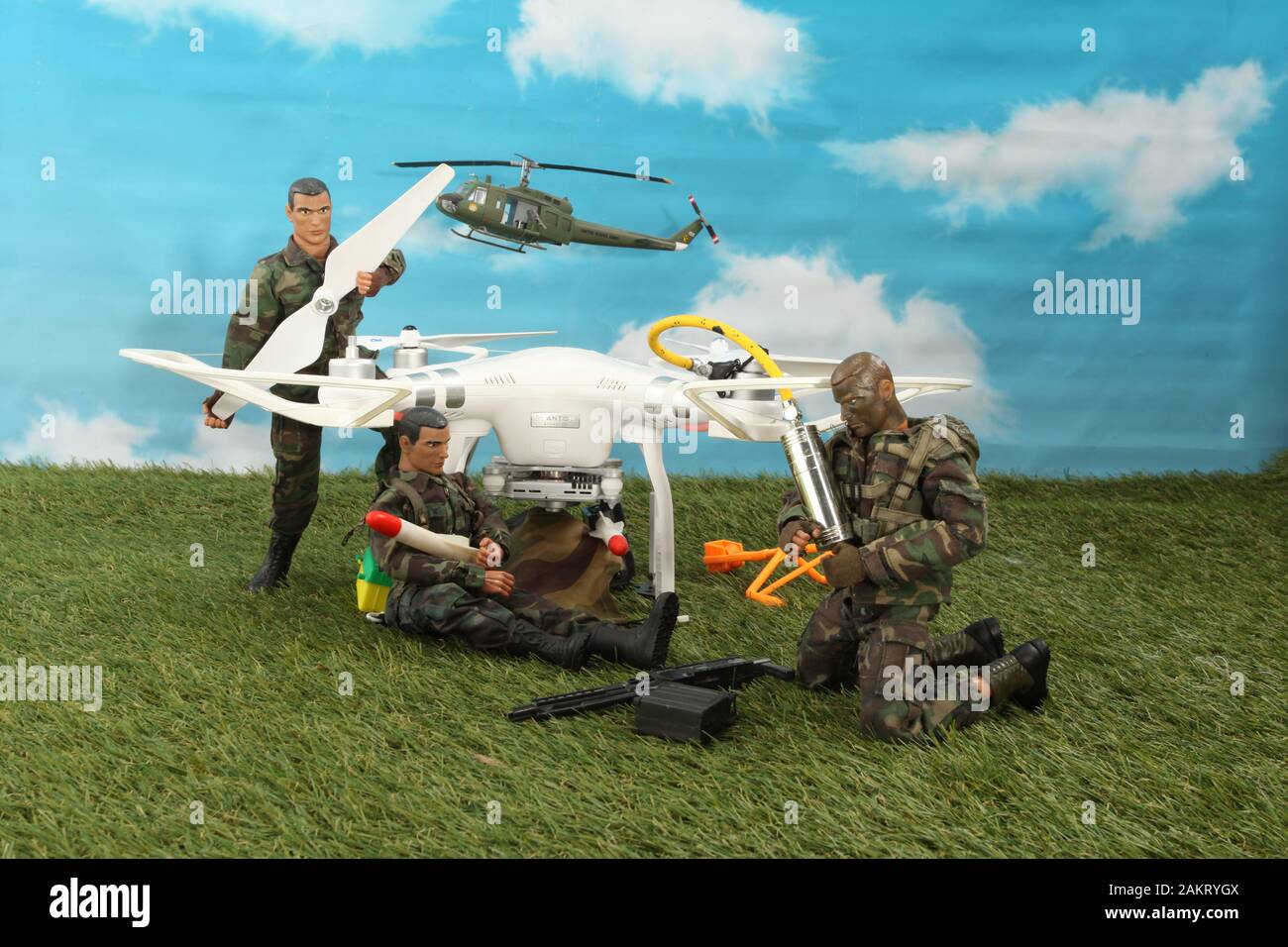 Véhicule aérien sans pilote militaire, guerre Iran diorama Banque D'Images