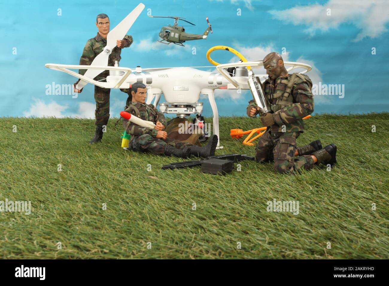Véhicule aérien sans pilote militaire, guerre Iran diorama Banque D'Images
