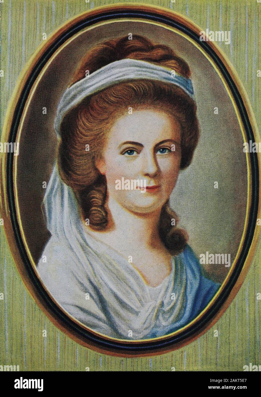 Charlotte Buff, 1753 bis 1828, était une connaissance de jeunesse du poète Goethe, qui est tombé en amour avec elle / Charlotte Buff, 1753 bis 1828, war eine jugendliche Bekannte des Dichters Goethe, der sich in sie verliebte, Historisch, amélioration numérique reproduction d'un original du 19ème siècle / digitale Reproduktion von Originalvorlage aus dem 19. Jahrhundert Banque D'Images