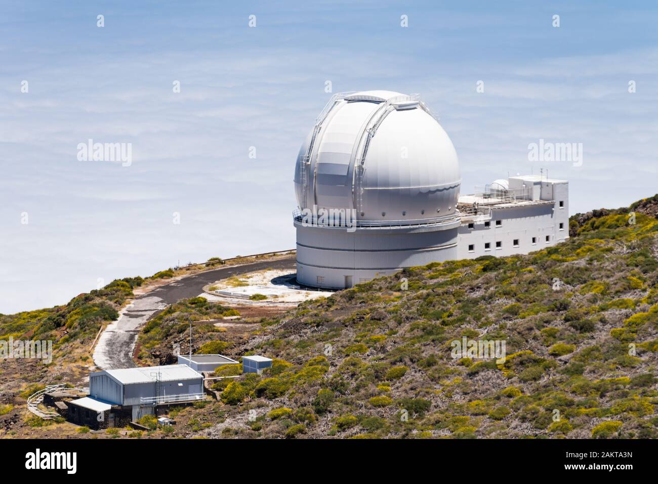 L'impressionnant télescope William Herschel à l'Observatoire Roque de los Muchachos sur l'île de la Palma, aux îles Canaries. Banque D'Images