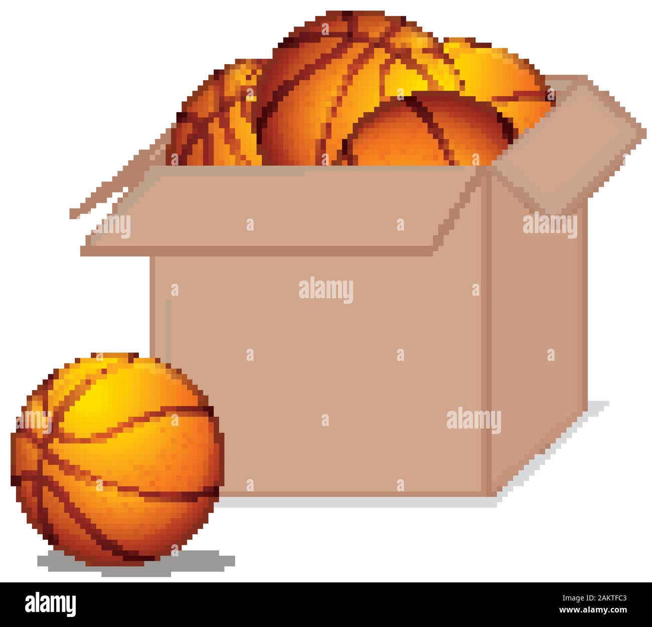 Boîte en carton plein de sport équipements sur fond blanc illustration Illustration de Vecteur