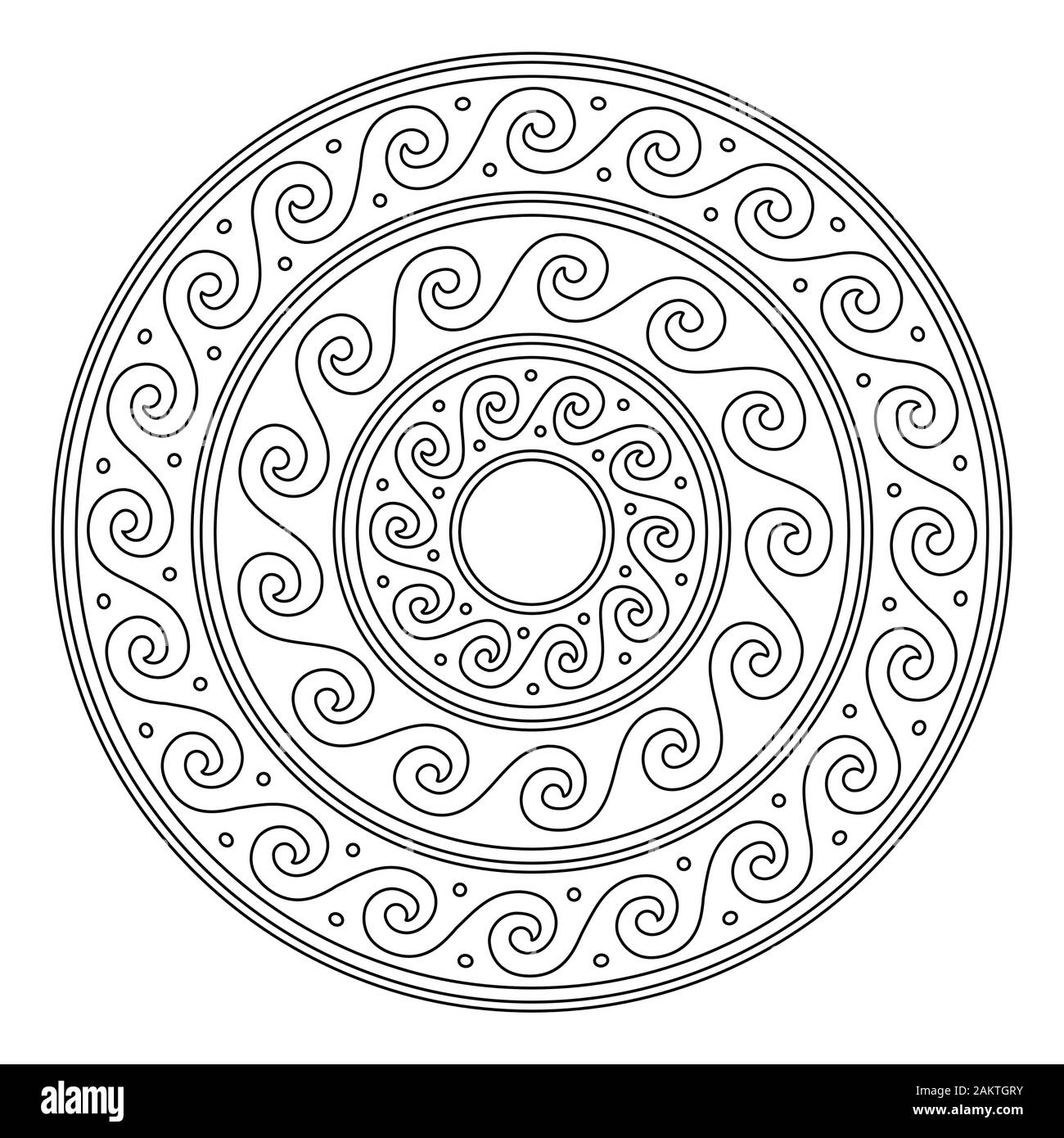 Vecteur de Grec antique, mandala avc méandre ronde en art isolated on white idéal pour des profils des livres à colorier Illustration de Vecteur