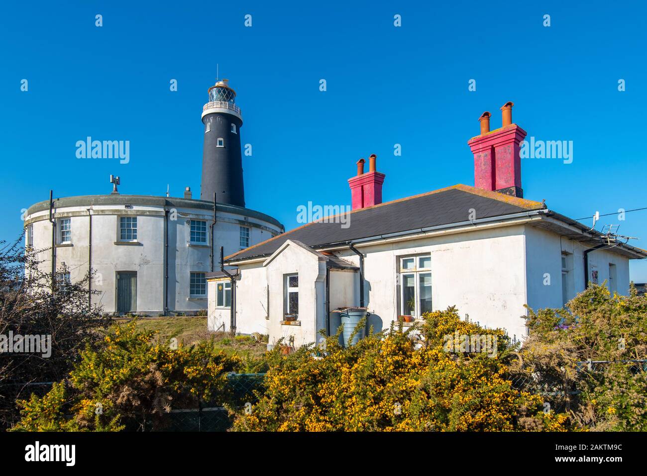 Le vieux phare à Dungeness, Kent, UK opertaed de 1904 à 1960. Banque D'Images