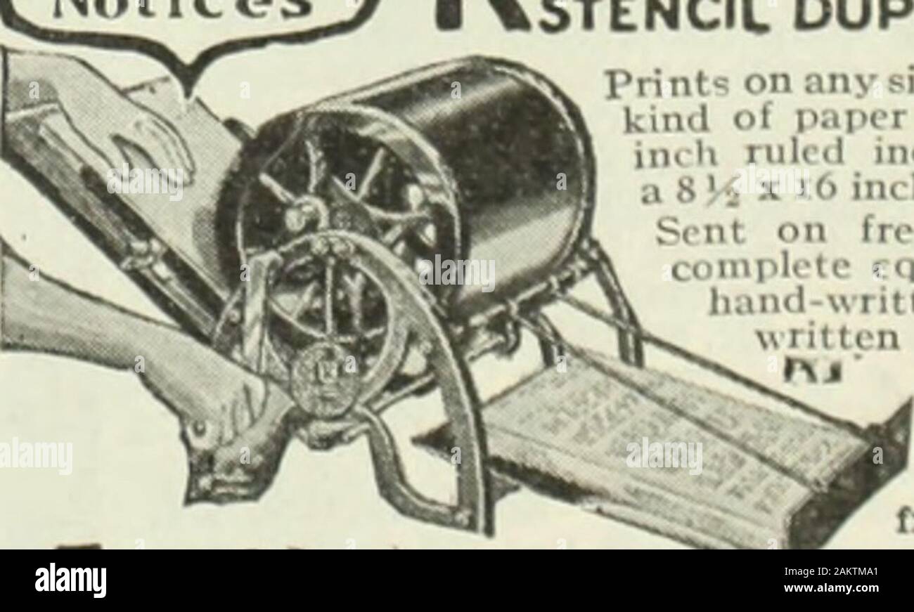 Le Literary Digest . LettersRuled FormsBulletinsPrice ListsIllustratedNotices forme, iiiercliants Fabricants, pro fessional-men, vous pouvez imprimer à partir de20 à 1 000 copies de tout-lianrl ruledform. dactylographiée ou écrite, iiuicklv et parfaitement avec un POTOSPEED DUPLICATEUR STENCIL ?Imprimer" sur n'importe quelle taille. wciKlit ou kinil de p.ipcr à partir d'un 3 x 81 cm en riiUil s<lex carte pour un 3E * Vti 8^* feuille 81 cm. Envoyé le test gratuit avec un équipement complet pour liand-written, t y p e - écrites et de l'état. forfactoryprice andfree andwork.Écrire lubrificateur d'essai. Un modèle de l'Rolospwd ^^r Co. 1  ... P X T • Iltth er i.s V. Banque D'Images