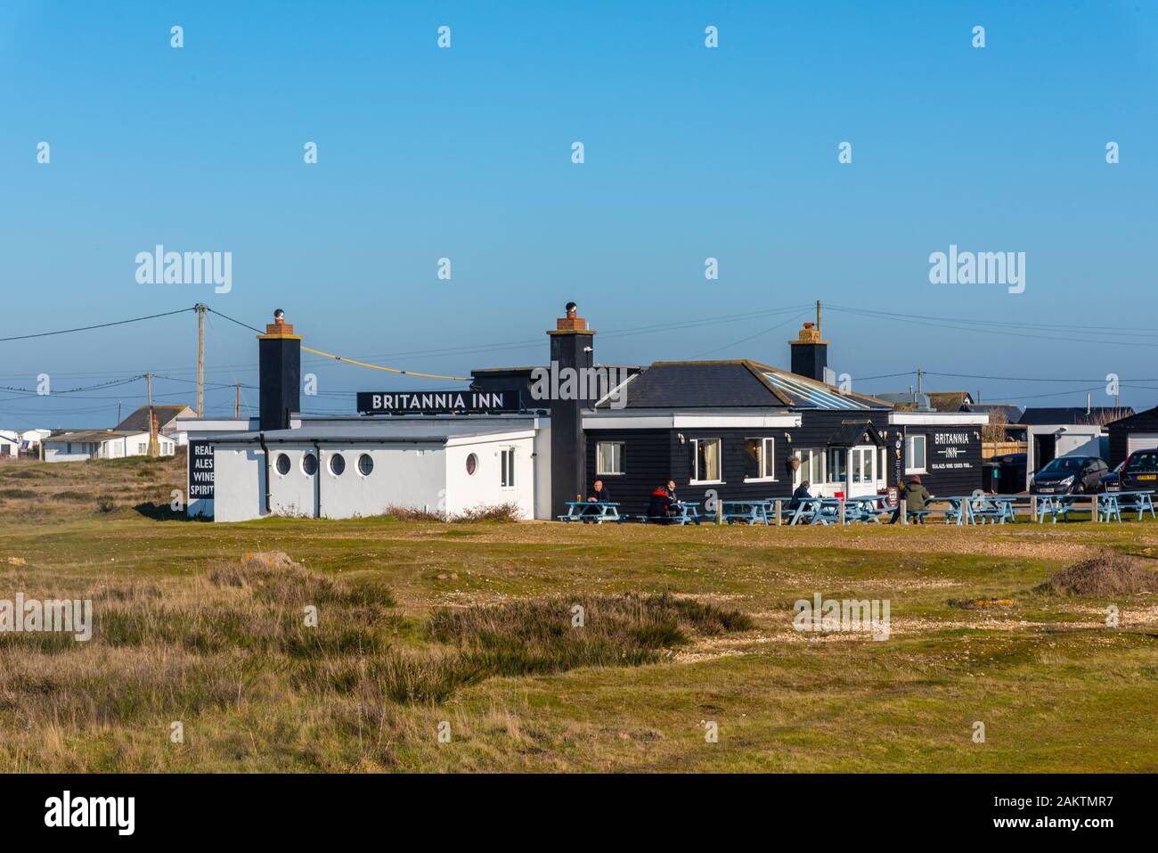 DUNGENESS, Kent, UK - 15FEB2019 : le Britannia Inn à Dungeness. Banque D'Images