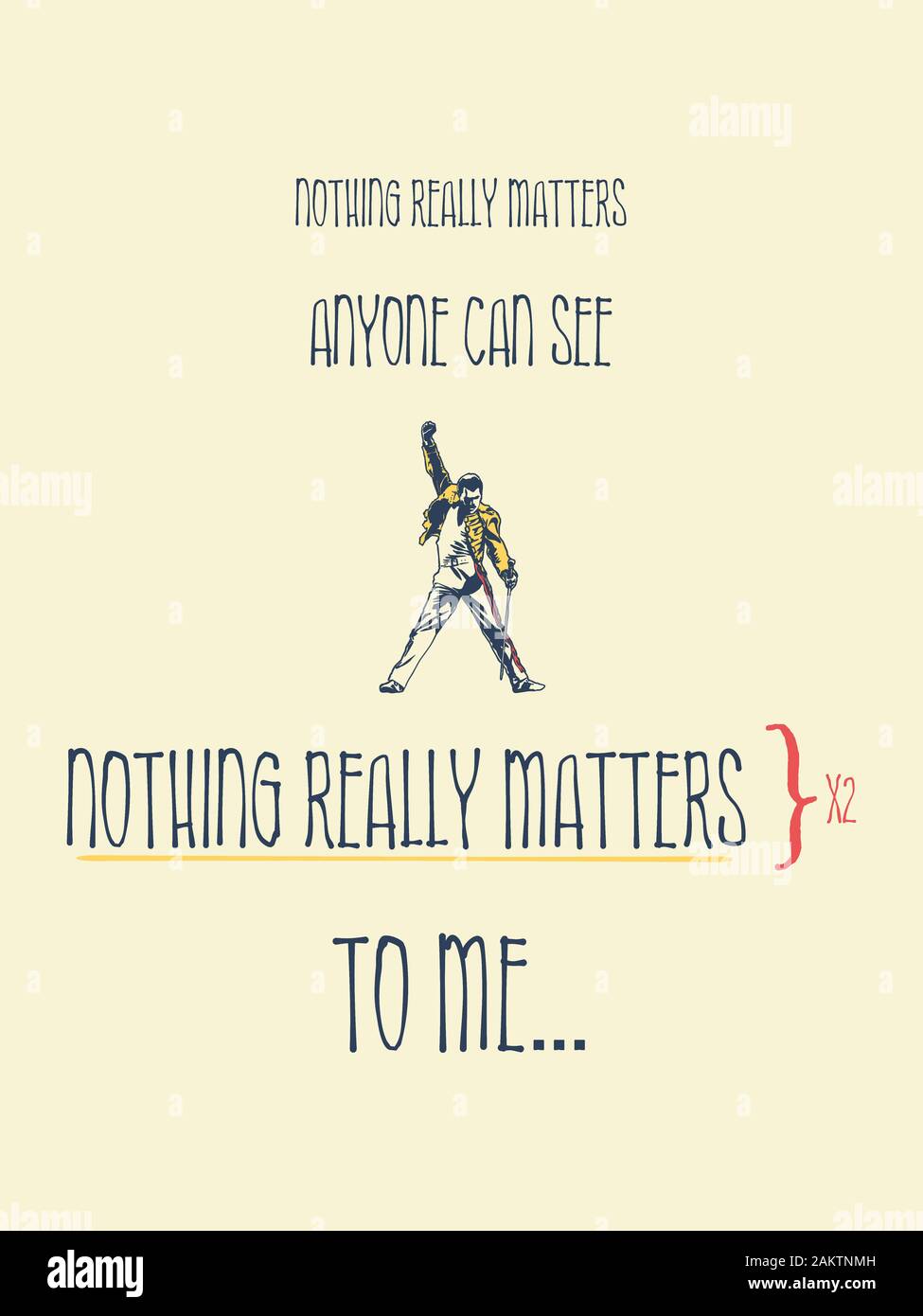Parole De Bohemian Rhapsody En Francais Rien n'a vraiment d'importance pour moi, illustration de texte minimaliste  inspirée des paroles de Bohemian Rhapsody, Reine. Veste Freddie Mercury  jaune Photo Stock - Alamy