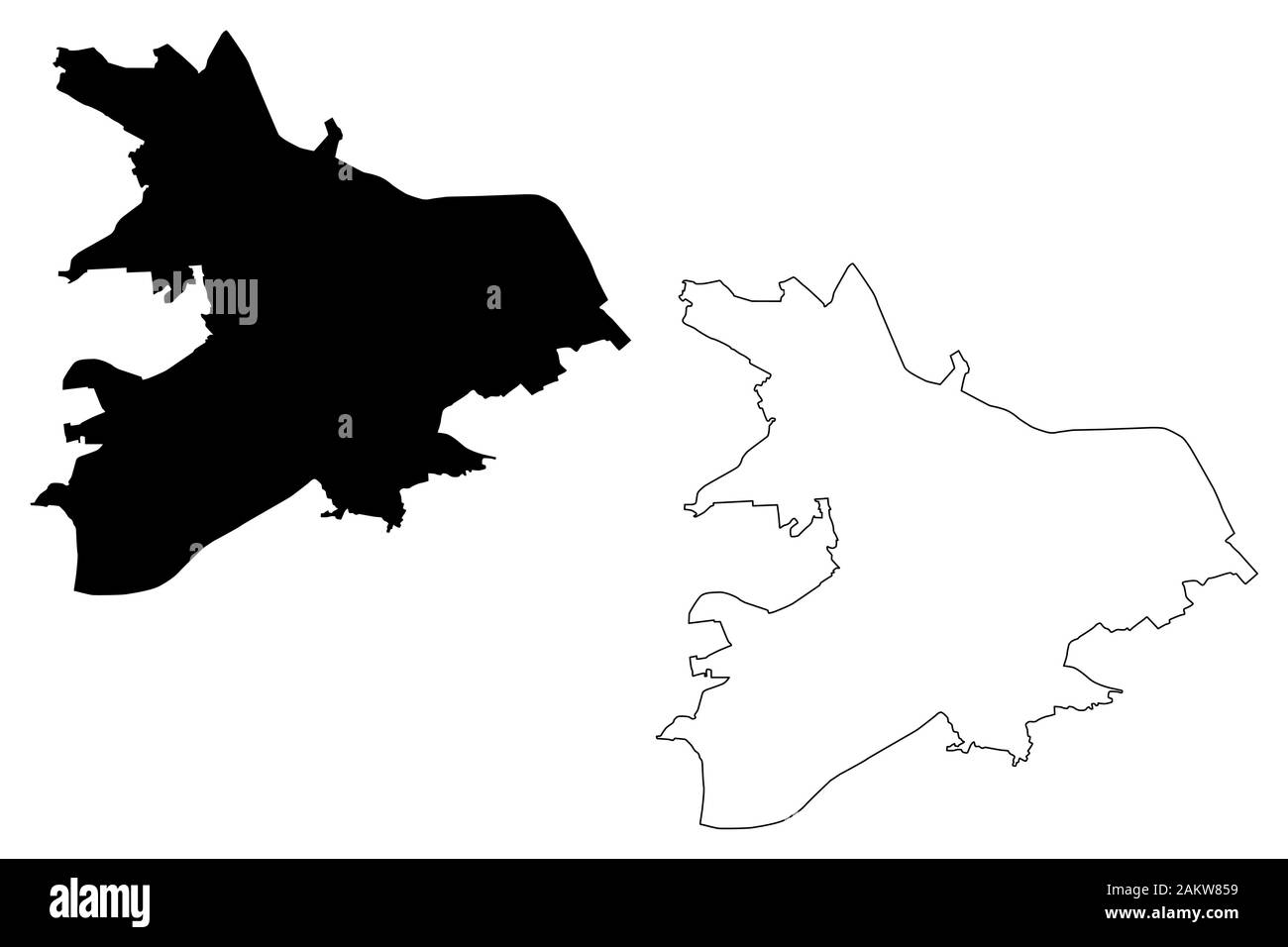 La ville de Nijni Novgorod (Fédération de Russie, la Russie) map vector illustration gribouillage, croquis de la carte de la ville de Gorki Illustration de Vecteur
