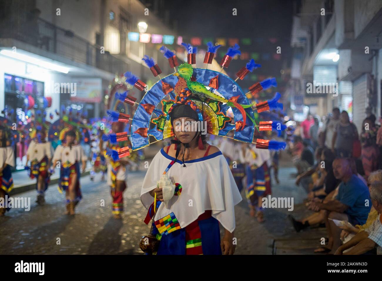Le Mexique, Puerto Vallarta, Jalisco, participant autochtone qui participent au festival "Notre Dame de Guadalupe' Banque D'Images