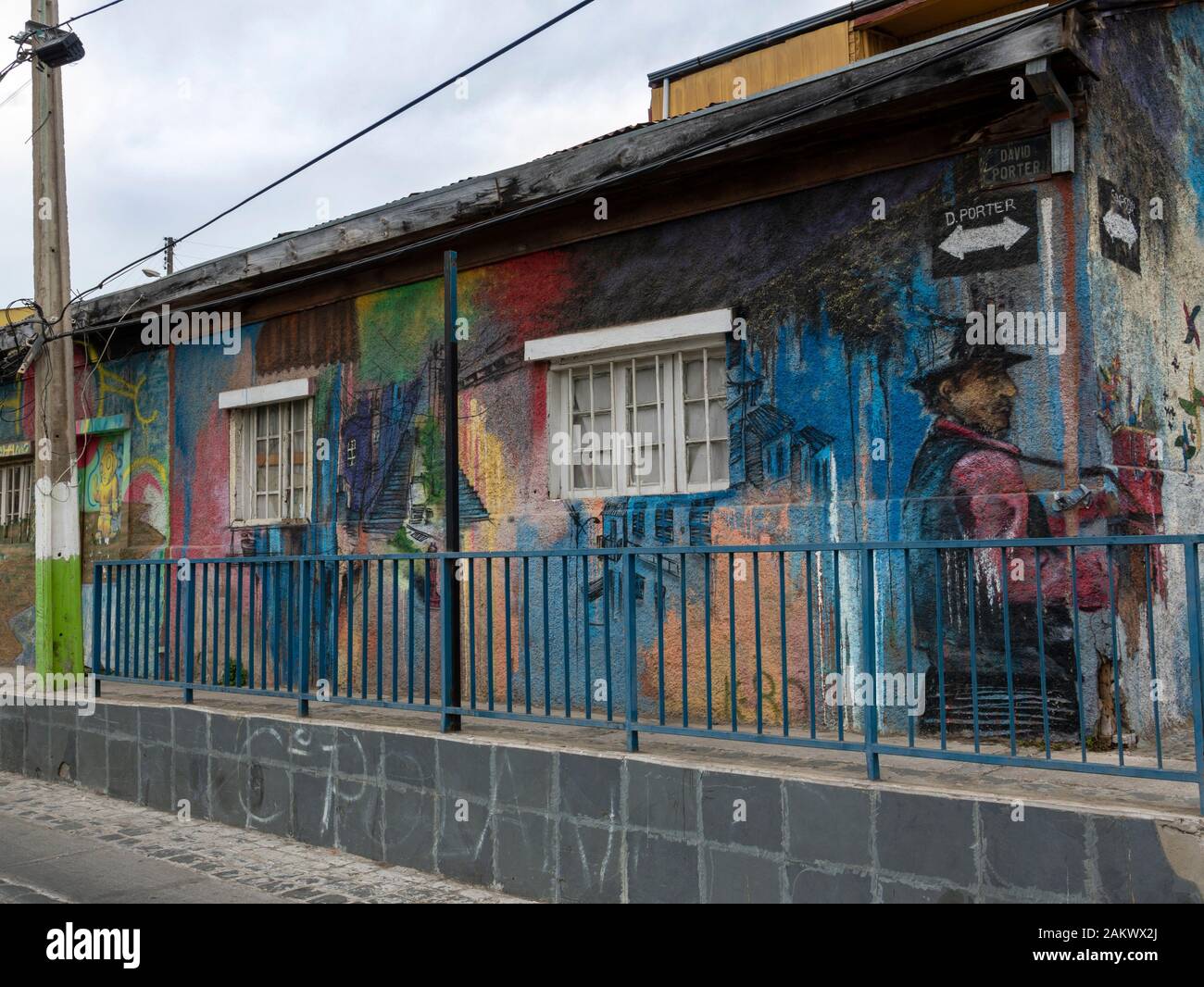 L'art de rue Polanco, Valparaiso, Chili. Banque D'Images