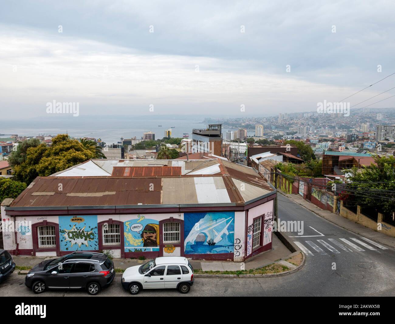 L'art de la rue, Valparaiso, Chili. Banque D'Images