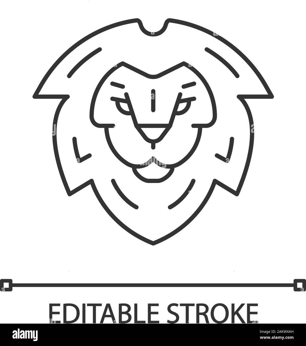 Tête de lion symbole icône linéaire. Fine ligne illustration. Leo king