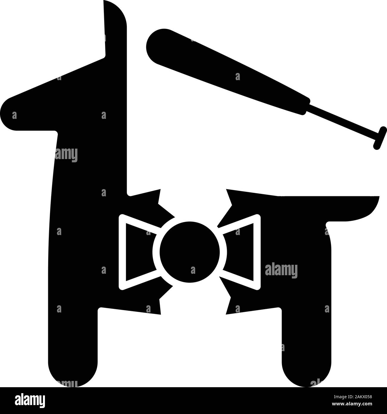 Icône glyphe de pinata. La figure du cheval avec des jouets et des bonbons. Symbole de Silhouette. L'espace négatif. Vector illustration isolé Illustration de Vecteur