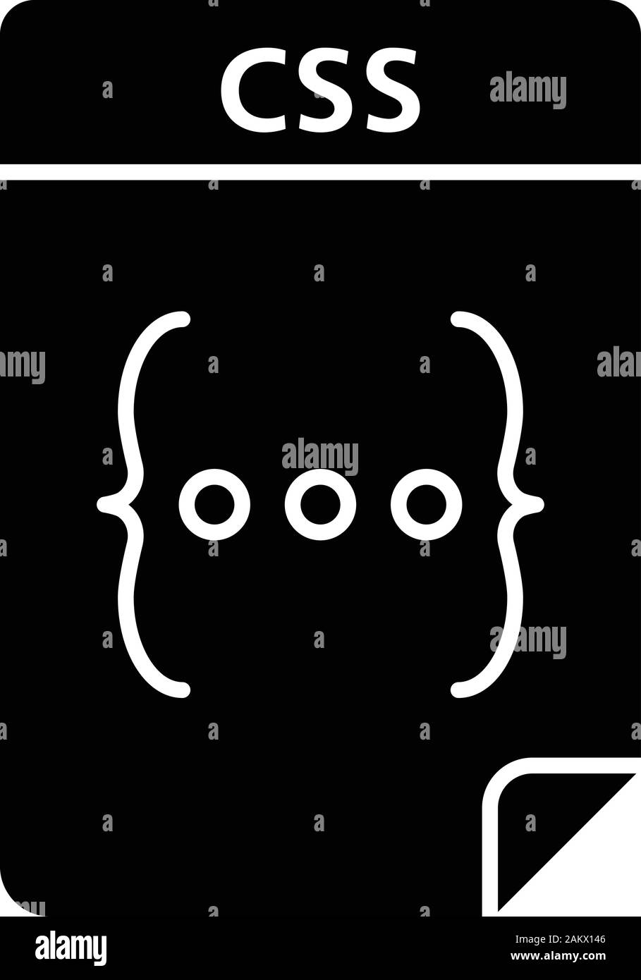 Fichier CSS icône glyphe. Les feuilles de style en cascade. Format de fichier texte sur une page web. Symbole de Silhouette. L'espace négatif. Vector illustration isolé Illustration de Vecteur