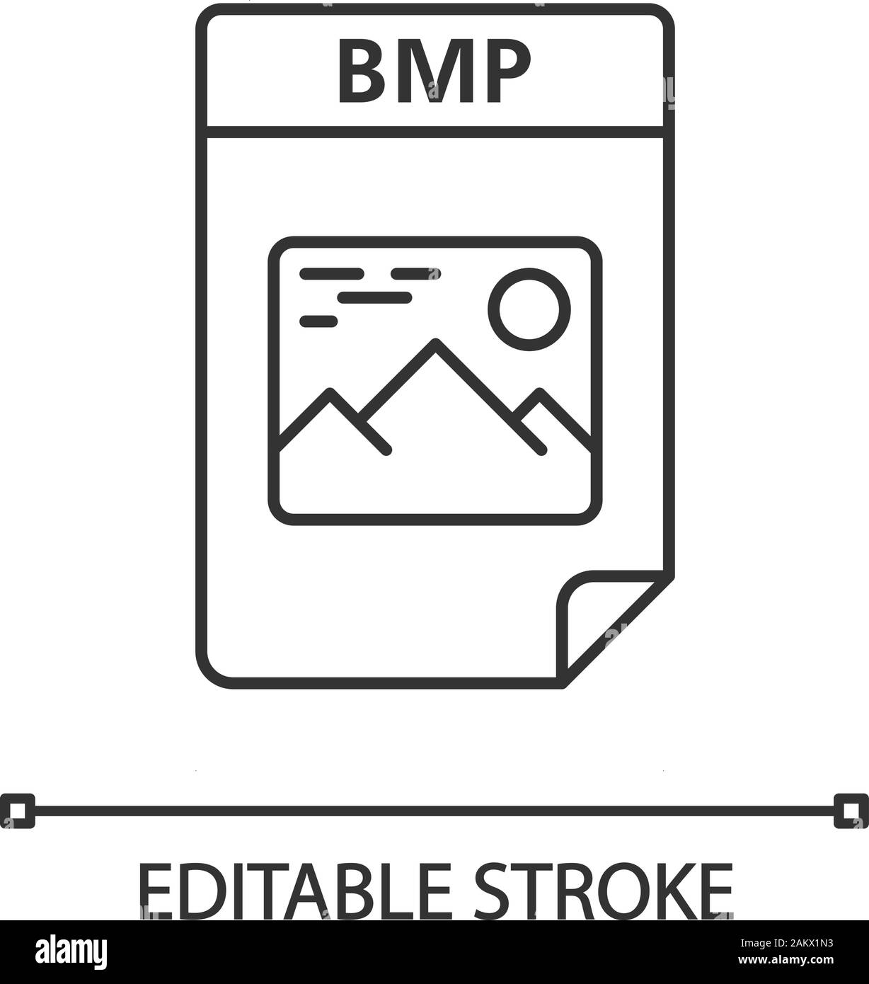 Fichier BMP icône linéaire. Image bitmap. Graphiques Raster image file format. Fine ligne illustration. Symbole de contour. Vector isolated silhouette. Editab Illustration de Vecteur