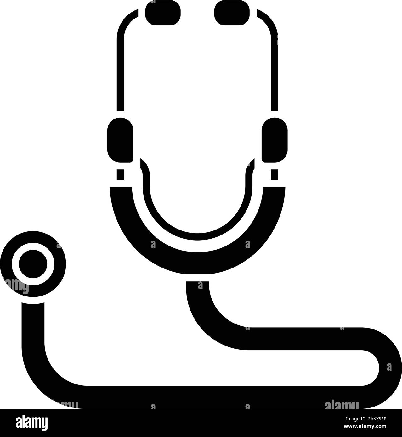 Icône glyphe stéthoscope. Le rythme cardiaque, le pouls du diagnostic. Les organes internes de diagnostic. Cardiologie, pneumologie acoustic appareil médical. Symbole de Silhouette. Illustration de Vecteur