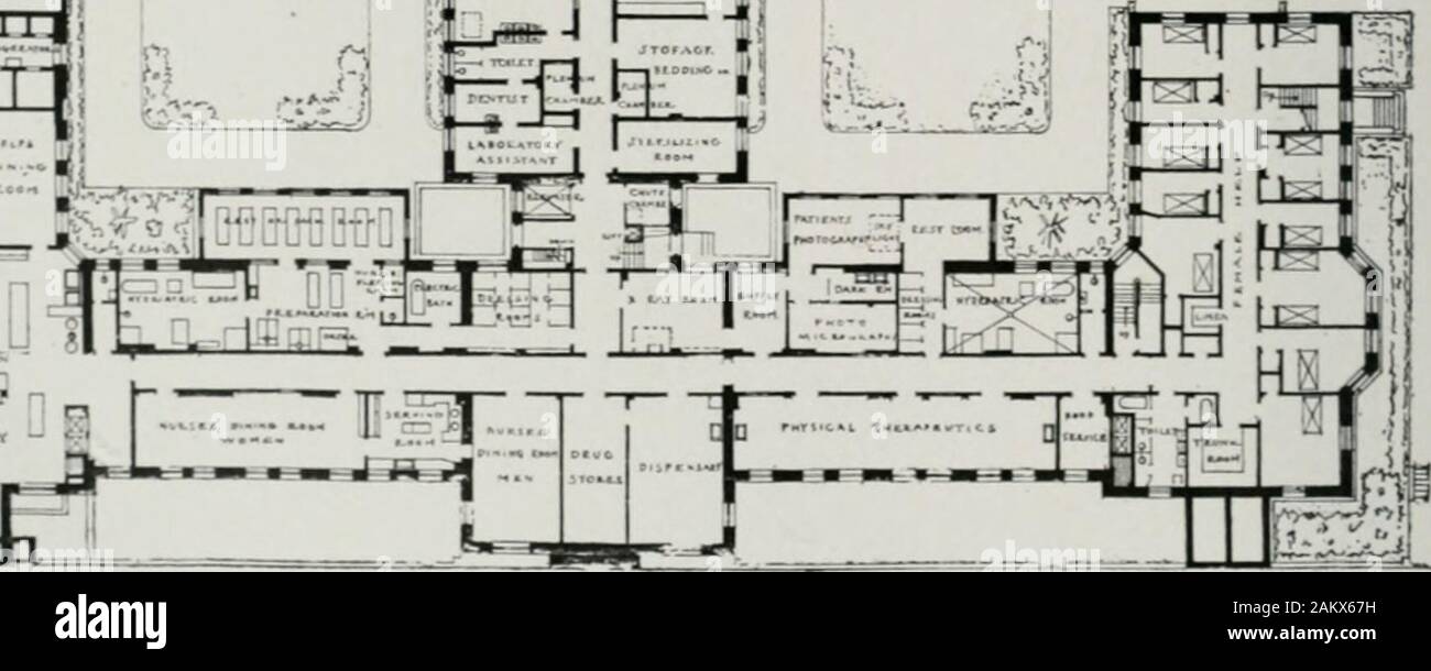 L'hôpital américain du xxe siècle ; un traité sur le développement d'institutions médicales, tant en Europe et en Amérique, depuis le début de ce siècle . FU ;. 178. BASEMEXT PSVCHOPATHIC PLAX-hôpital, BOSTOX.Kendall, Taylor & Co., architectes. Du XXE SIÈCLE 127 Banque D'Images