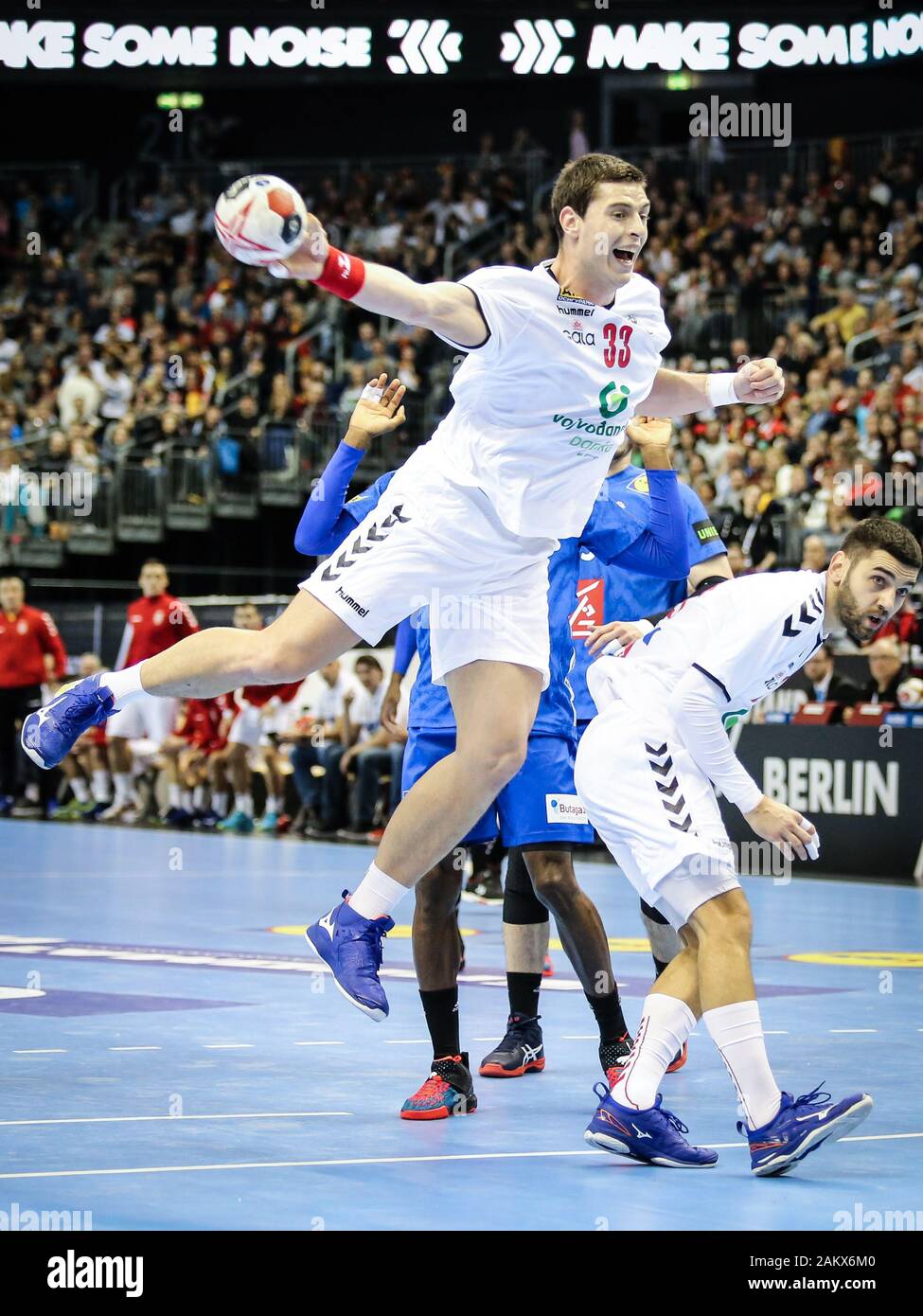 Berlin, Allemagne, 12 janvier 2019 : joueur serbe de handball Mijajlo Marsenic en action lors de la coupe du monde de Handball pour Homme 2019 Banque D'Images